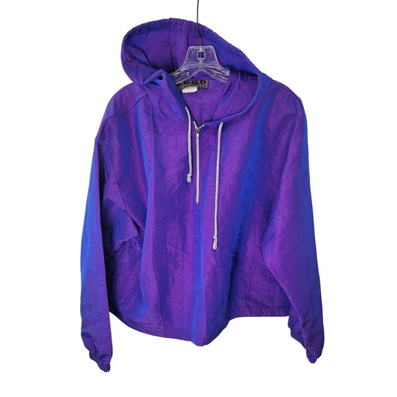 e.b.g.b. Jackets & Blazers - Vintage e.b.g.b. All American Iridescent Purple Windbreaker Pullover Hoodie M